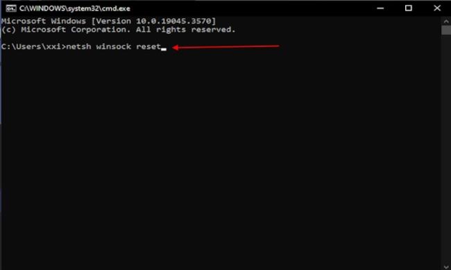 Winsock reset parancs a CMD Windows rendszerben