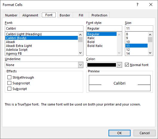 langelių formatavimo meniu „Excel“.