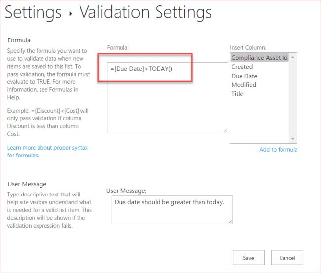 Sharepoint stulpelio patvirtinimo data