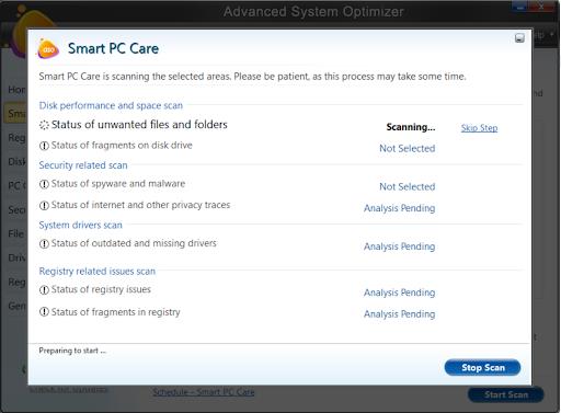 skanning med avancerad systemoptimerare