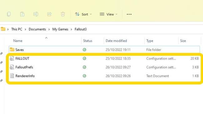 Pokud se hra vůbec nespustí, přejděte do složky My Documents/MyGames/Fallout3 a smažte následující soubory - Fallout 3 GOTY: Jak spustit hru na Windows 10 a Windows 11?  - Dodatek - Průvodce hrou Fallout 3