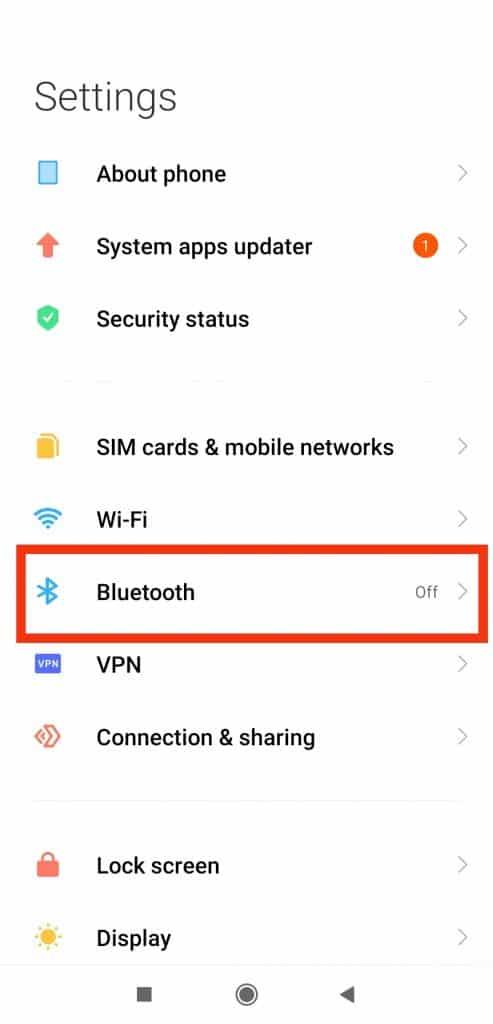 bluetooth i inställningarna