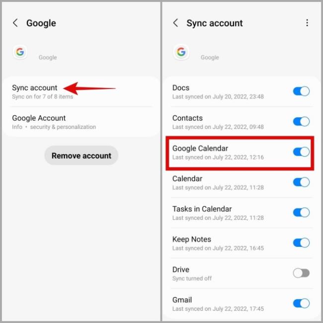 Povolte synchronizaci pro Kalendář Google v systému Android