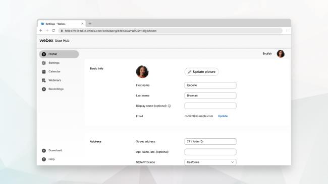 Muokkaa Webex-profiiliani