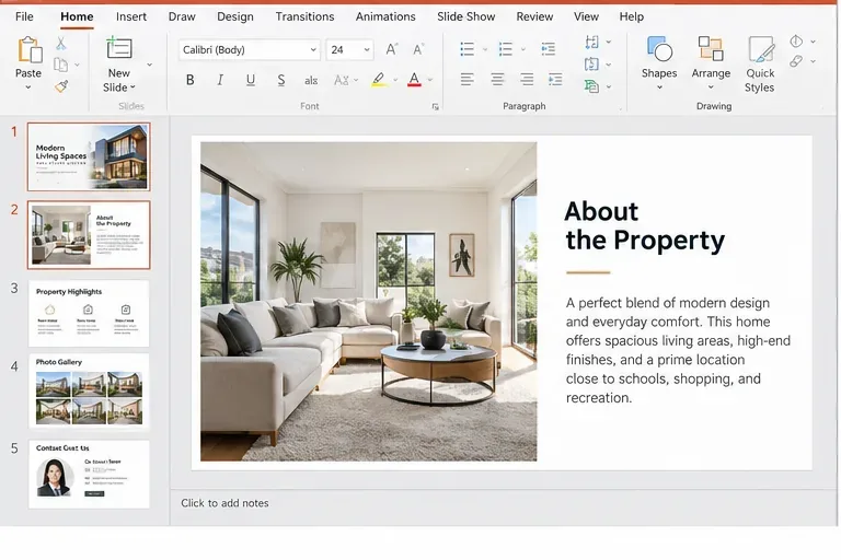 Modern Real Estate Listing Presentation PowerPoint Template (Free): What to Include